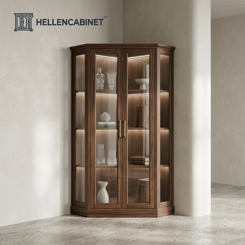 Hellencabinet™ Glass-Door Corner Cabinet